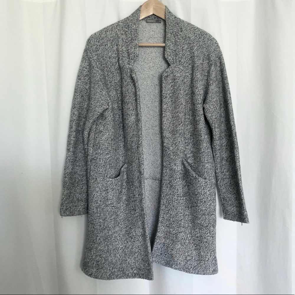 Zara Gray Open-Front Long Cardigan Sweater